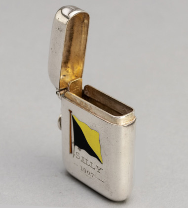 Antique Silver and Enamel Maritime Signal Flag Vesta Case - Sally, Dr Lauder, W.H.J. Hirst