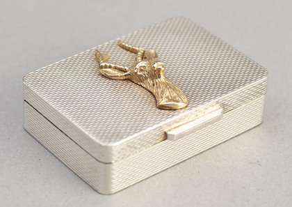 Sterling Silver & Gold Antelope Pill Box - Kudu