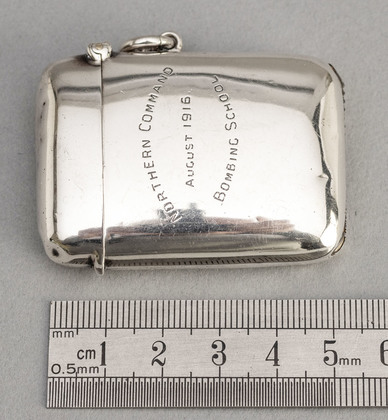 Northern Command Bombing School Antique Silver Vesta Case - Grenade School