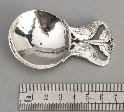Bernard Instone Silver Arts & Crafts Caddy Spoon - Great Crested Grebes Courting Ritual