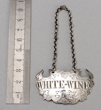 Early Georgian Flat Chased Escutcheon Wine Label WHITE-WINE - Louis Hamon