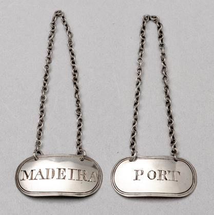 Georgian Silver Wine Labels (Pair) - Port, Madeira, Cocks & Bettridge