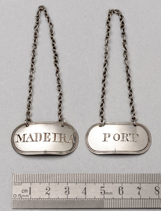 Georgian Silver Wine Labels (Pair) - Port, Madeira, Cocks & Bettridge