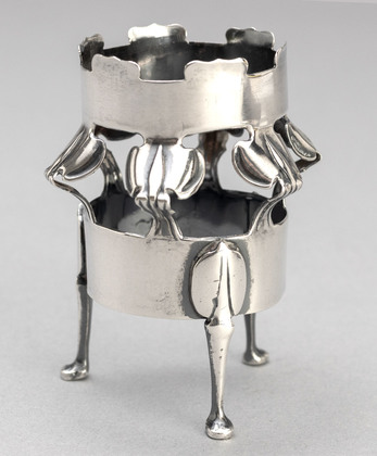 Kate Harris Arts & Crafts Antique Silver Vase Holder - Missing Powell Green Glass Vase