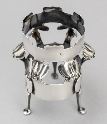 Kate Harris Arts & Crafts Antique Silver Vase Holder - Missing Powell Green Glass Vase