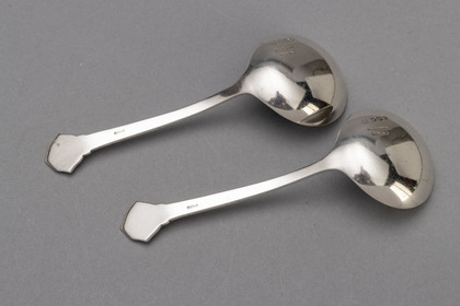 Celtic Revival Silver Sauce Ladles (Pair) - Irish Boujet Hallmarks