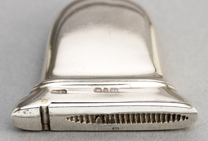 Novelty Antique Silver & Enamel Bell Shaped Vesta Case - Bells Asbestos