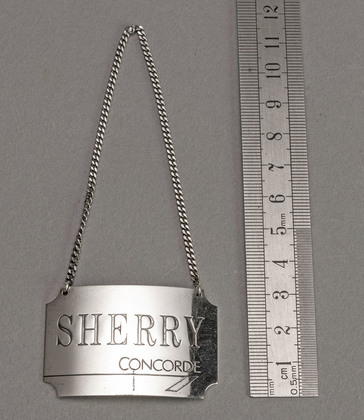 Concorde Sterling Silver Wine Label - Sherry, Decanter Label