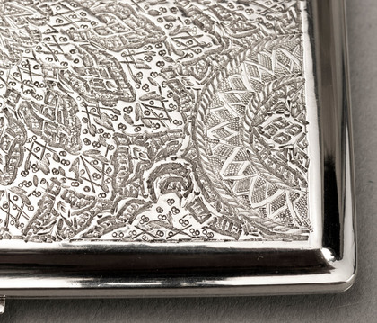 Persian Silver King Darius & Immortals Cigarette Case - Iran 900, Persepolis