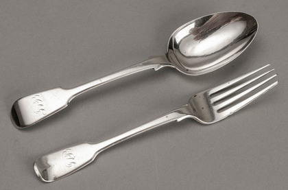 Cape Silver Fiddle Pattern Dessert Spoon & Fork- Fredrik Waldek