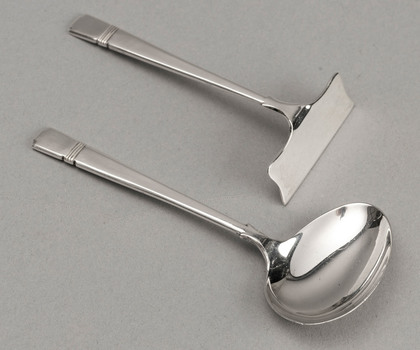 Art Deco Sterling Silver Christening Spoon and Baby Pusher