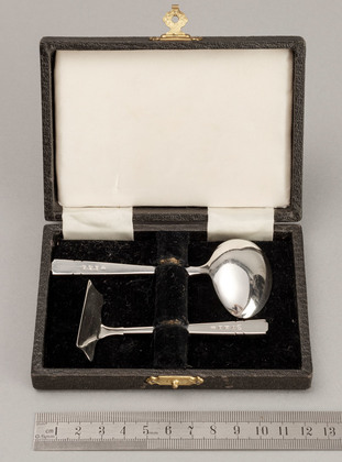 Art Deco Sterling Silver Christening Spoon and Baby Pusher